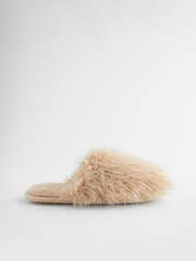 Neutral Hypertexture Faux Fur Mule Slippers - Image 2 of 5
