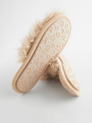 Neutral Hypertexture Faux Fur Mule Slippers - Image 3 of 5