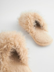 Neutral Hypertexture Faux Fur Mule Slippers - Image 4 of 5