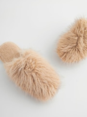 Neutral Hypertexture Faux Fur Mule Slippers - Image 5 of 5