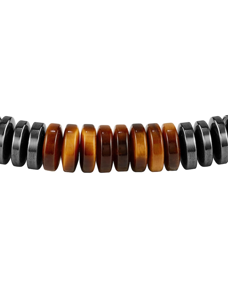BOSS Black Slice Hematite And Tigers Eye Beaded Bracelet - Image 3 of 3
