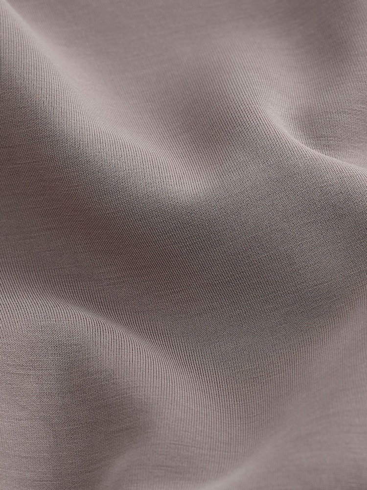Grey/Purple Premium Slinky Quarter Zip Neck Collared Short Sleeve Top - Image 6 of 6