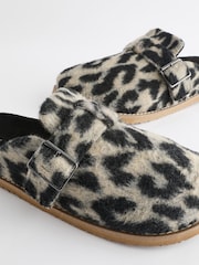 Leopard Faux Fur Buckle Mule Slippers - Image 10 of 11