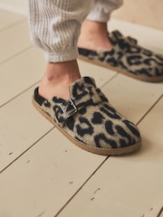 Leopard Faux Fur Buckle Mule Slippers - Image 3 of 11