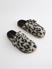 Leopard Faux Fur Buckle Mule Slippers - Image 6 of 11