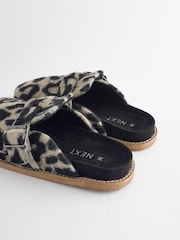 Leopard Faux Fur Buckle Mule Slippers - Image 8 of 11