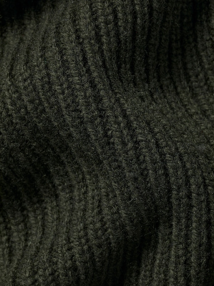 Charles Tyrwhitt Green Chunky Merino Shawl Neck Cardigan - Image 6 of 6