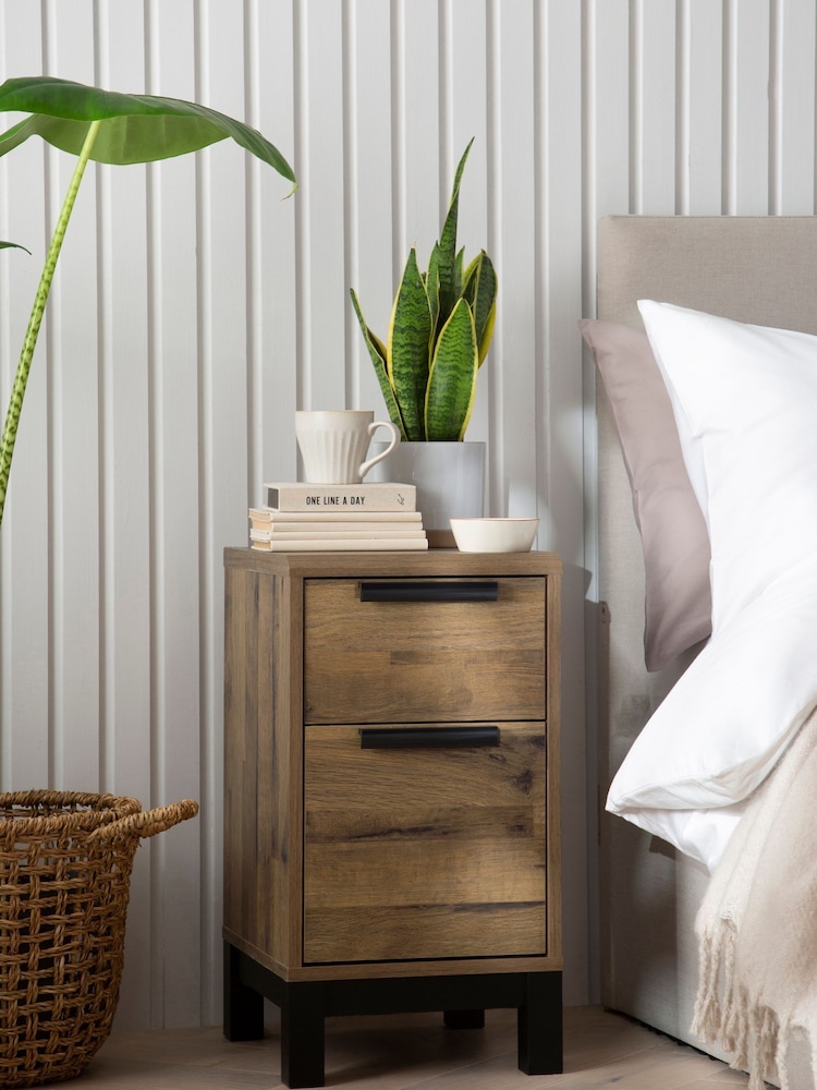 Dark Bronx Oak Effect Set of 2 Bedside Table - Image 1 of 11