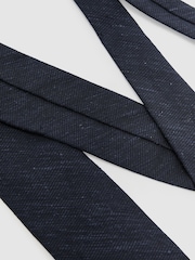 Reiss Navy Ermo Silk-Blend Slub Textured Tie - Image 3 of 5