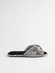 Monochrome Zebra Bow Slider Slippers - Image 7 of 9