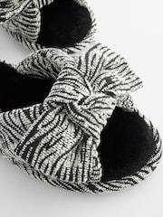 Monochrome Zebra Bow Slider Slippers - Image 9 of 9
