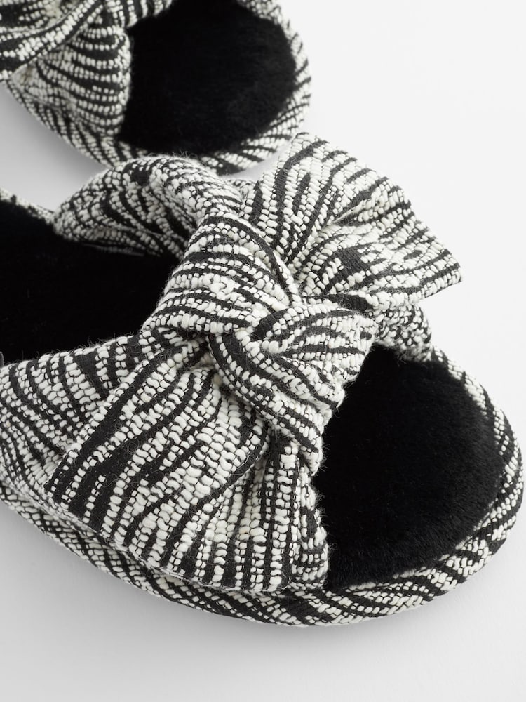 Monochrome Zebra Bow Slider Slippers - Image 9 of 9 Monochrome Zebra Bow Slider Slippers - Image 9 of 9