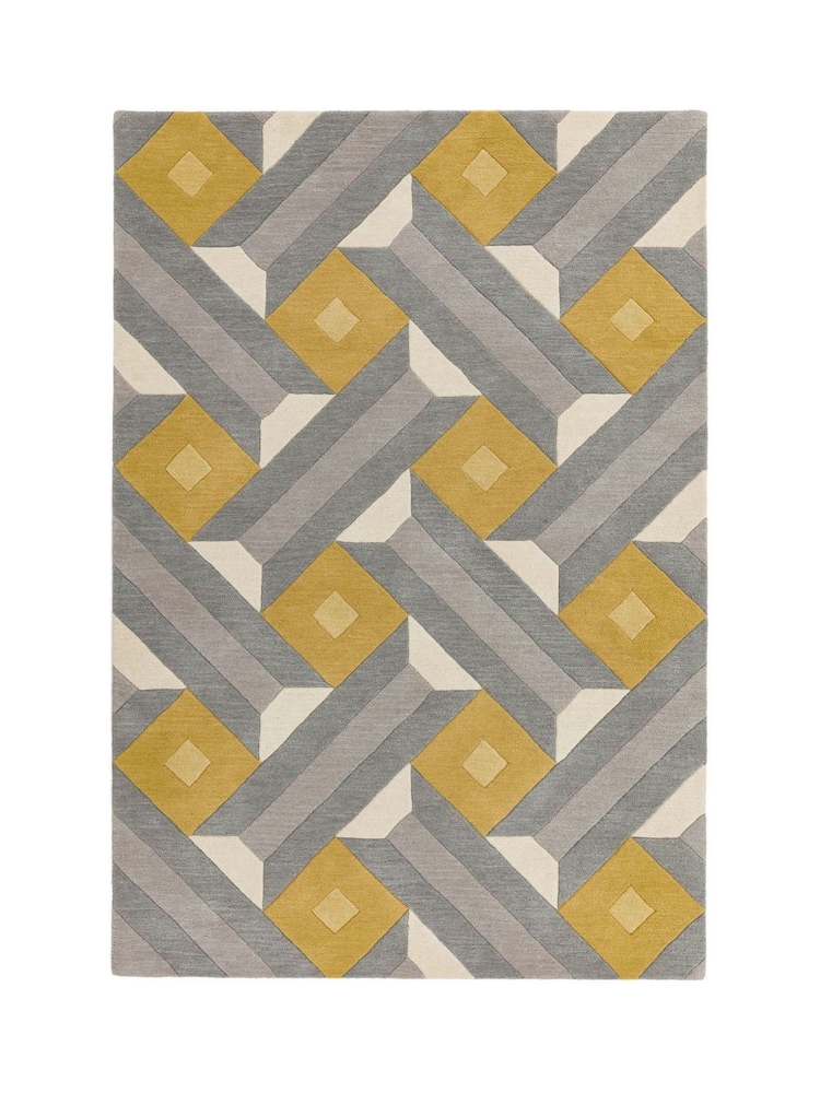 Asiatic Rugs Ochre Yellow Reef Wool Motif Rug - Image 6 of 6