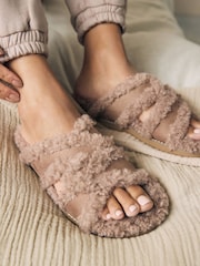 Brown Borg Cross-Over Slider Slippers - Image 3 of 8