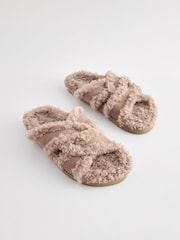 Brown Borg Cross-Over Slider Slippers - Image 4 of 8