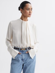 Reiss Chocolate Hayley Leather Square Hinge Belt - Image 2 of 4