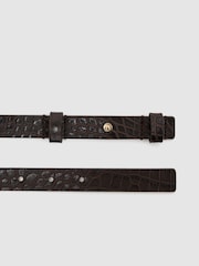Reiss Chocolate Hayley Leather Square Hinge Belt - Image 4 of 4