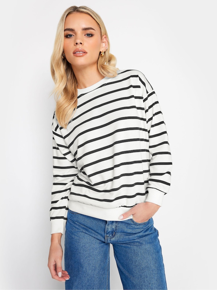 PixieGirl Petite White Stripe Long Sleeve Sweatshirt - Image 1 of 4
