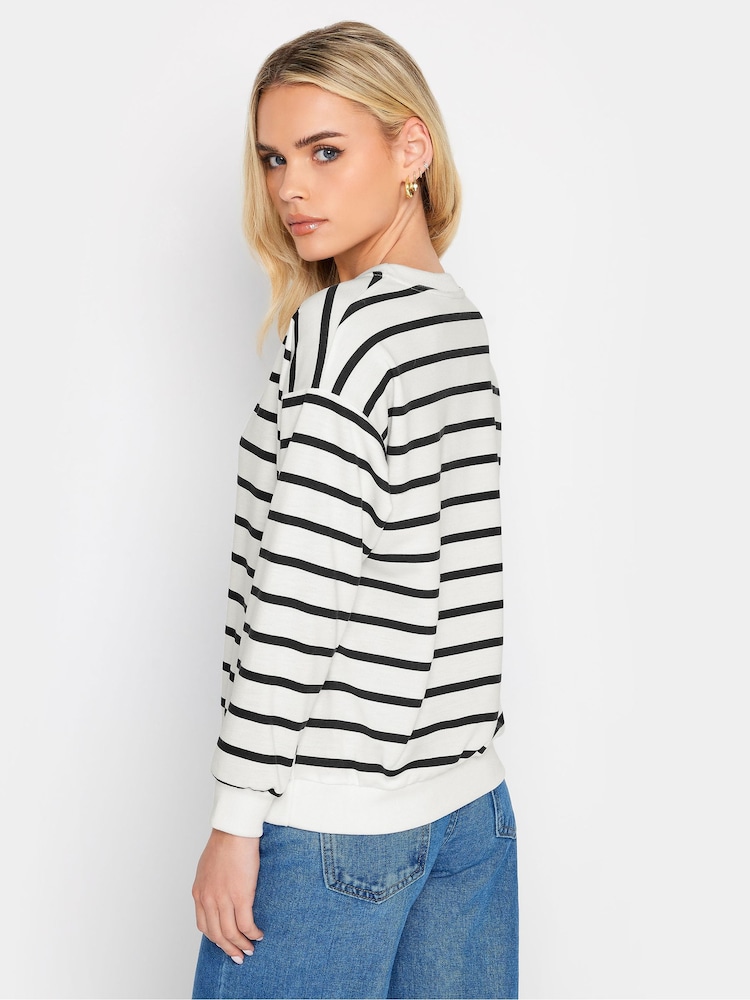 PixieGirl Petite White Stripe Long Sleeve Sweatshirt - Image 2 of 4
