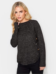 PixieGirl Petite Black Button Hem Cosy Jumper - Image 1 of 4