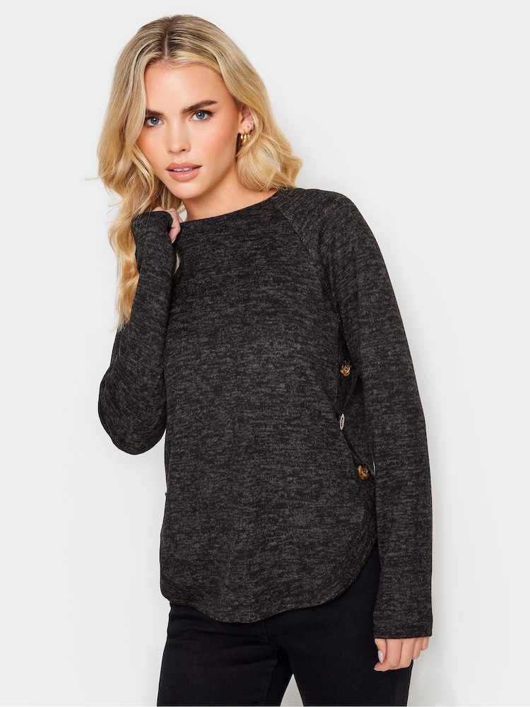 PixieGirl Petite Black Button Hem Cosy Jumper - Image 1 of 4
