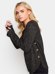 PixieGirl Petite Black Button Hem Cosy Jumper - Image 4 of 4