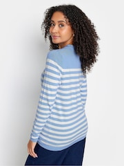M&Co Blue Petite Long Sleeve Stripe Jumper - Image 3 of 5