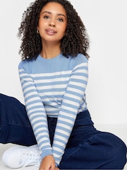 M&Co Blue Petite Long Sleeve Stripe Jumper - Image 4 of 5