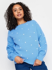 M&Co Blue Petite Polka Dot Jumper - Image 1 of 5