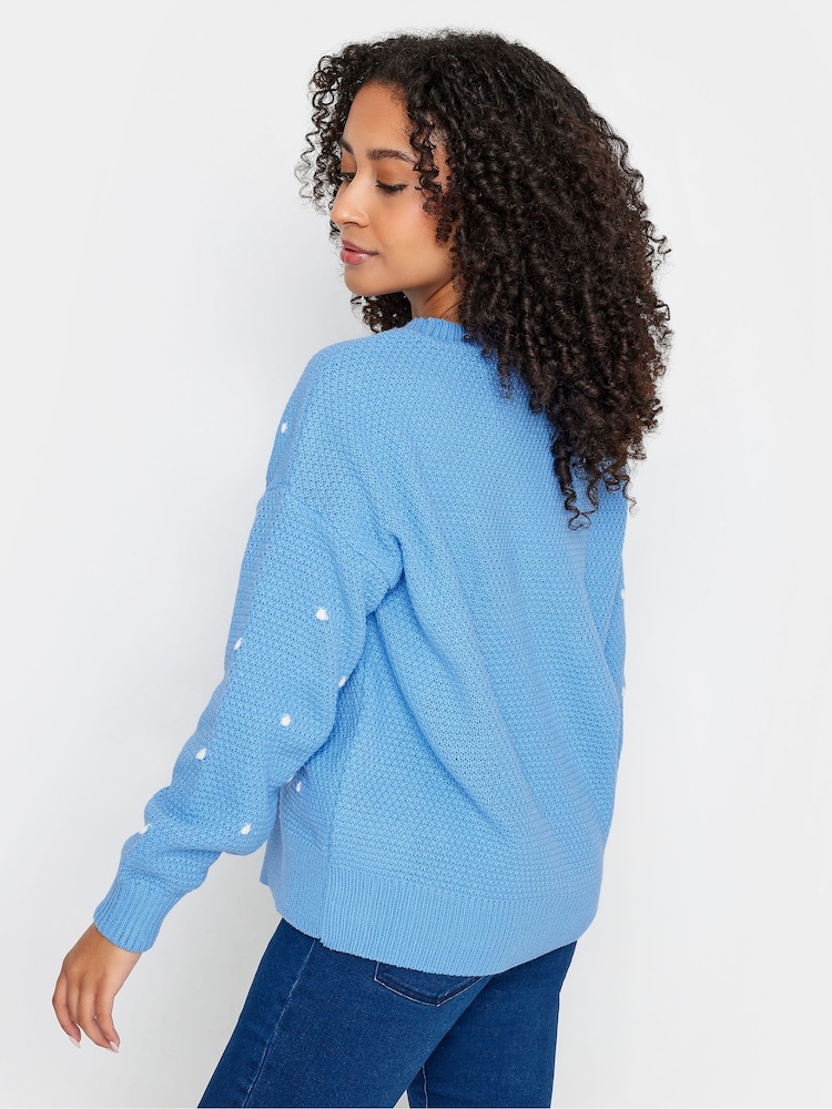 M&Co Blue Petite Polka Dot Jumper - Image 2 of 5