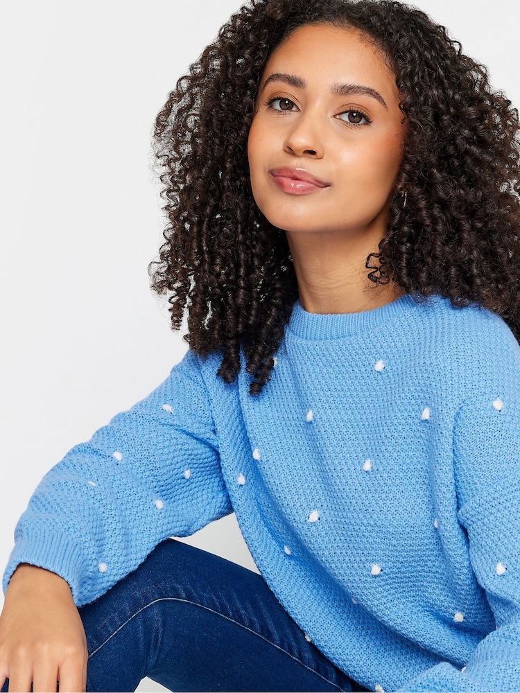 M&Co Blue Petite Polka Dot Jumper - Image 4 of 5