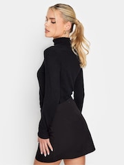 PixieGirl Petite Black 100% Cotton Eyelet Detail Wrap Mini Skirt - Image 4 of 4