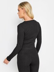 PixieGirl Petite Black Foil Wash Long Sleeve Top - Image 3 of 5