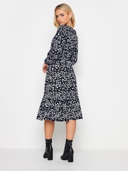 PixieGirl Petite Black V-Neck Tiered Midi Dress - Image 2 of 5