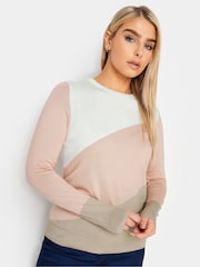 M&Co Pink/White Colour Block Long Sleeve Jumper - Image 1 of 4
