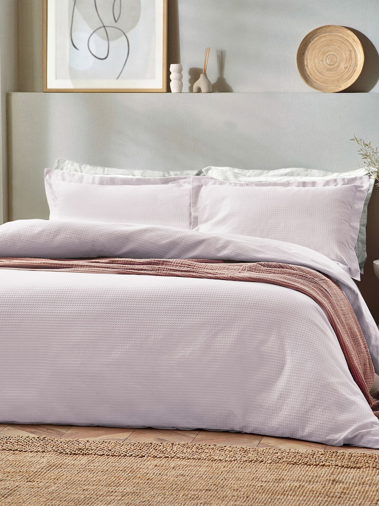Yard Blush Pink Waffle Textured 100% Cotton Duvet Cover Set - Image 1 of 3