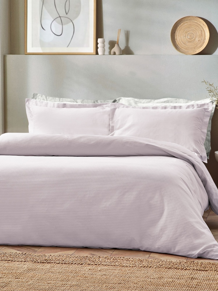 Yard Blush Pink Waffle Textured 100% Cotton Duvet Cover Set - Image 2 of 3