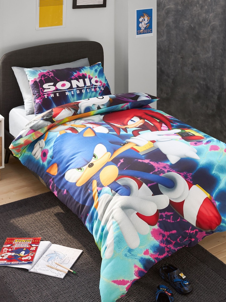 Multi Sonic the Hedgehog 100% Cotton Single Duvet Cover and Pillowcase Set - Image 1 of 11