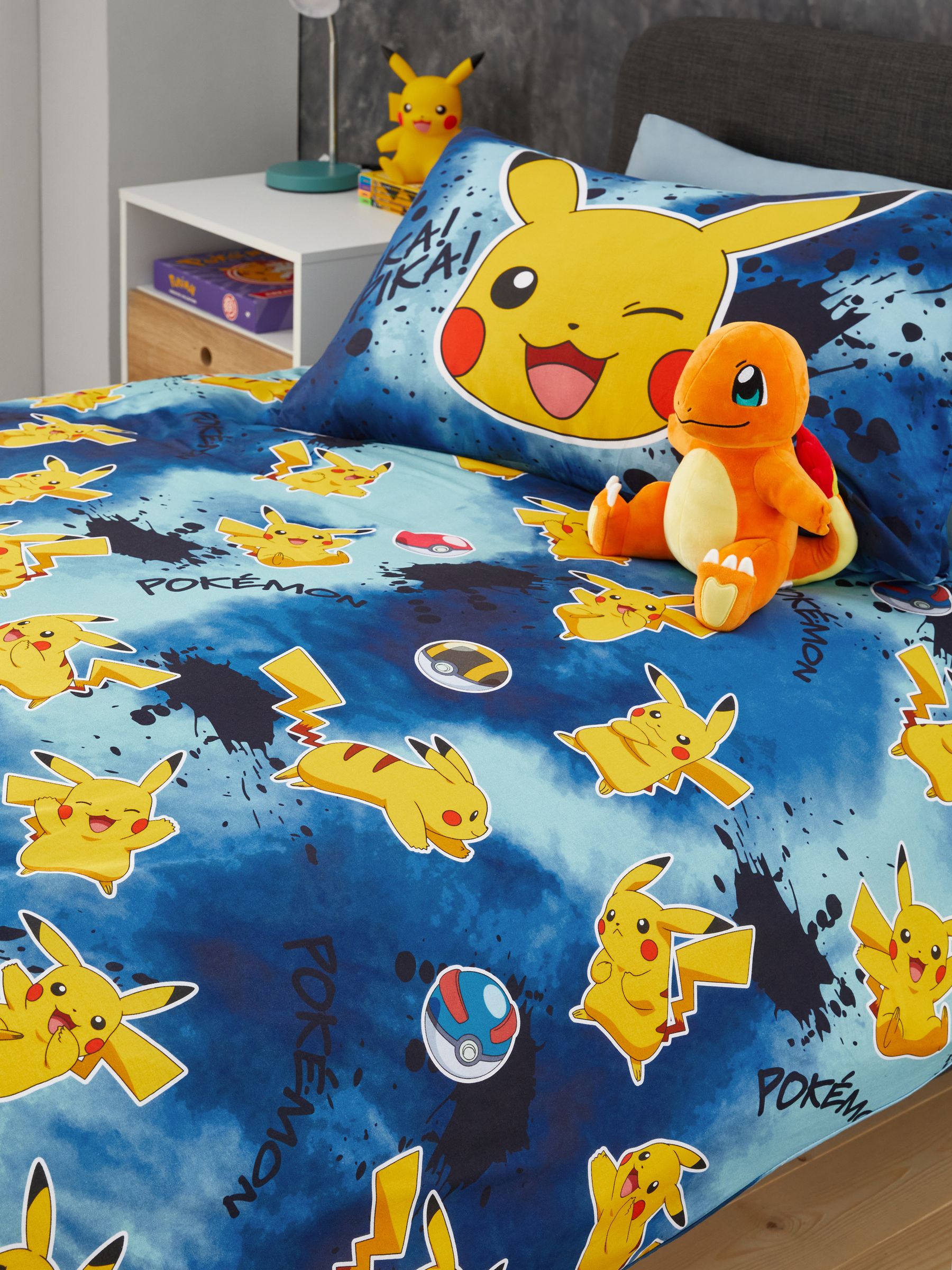 Buy Blue Pokemon Graffiti 100 Cotton Single Duvet Cover And Pillowcase