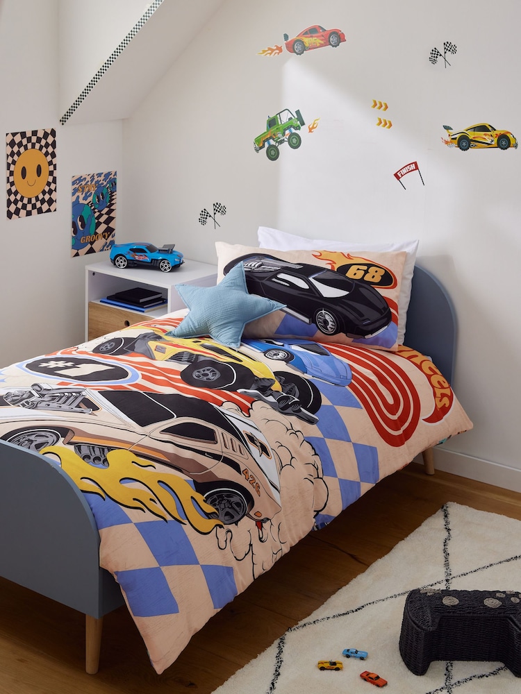 Hot Wheels Reversible Polycotton Single Duvet Cover and Pillowcase Set - Изображение 1 из 8