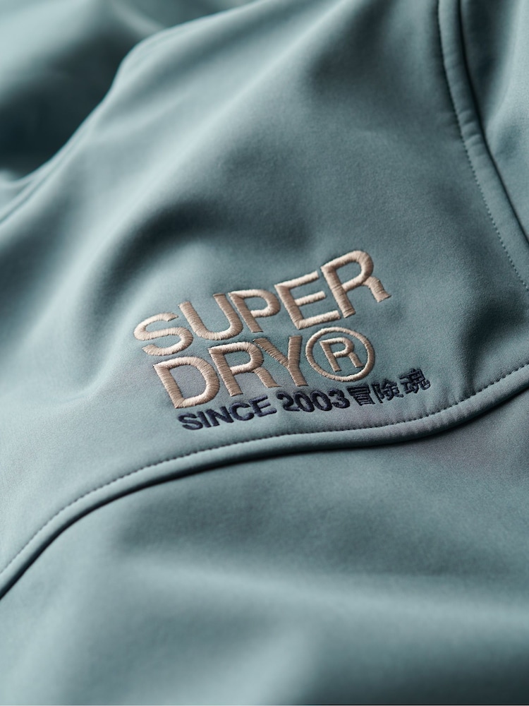 Superdry Stormy Blue Hooded Soft Shell Trekker Jacket - Image 6 of 6