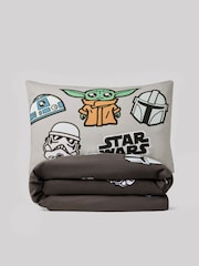 Grey Glow in the Dark Star Wars Grogu 100% Cotton Single Duvet Cover and Pillowcase Set - Image 10 of 11