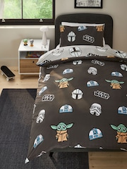 Grey Glow in the Dark Star Wars Grogu 100% Cotton Single Duvet Cover and Pillowcase Set - Image 3 of 11