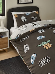 Grey Glow in the Dark Star Wars Grogu 100% Cotton Single Duvet Cover and Pillowcase Set - Image 4 of 11