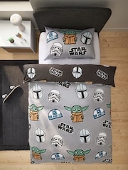 Grey Glow in the Dark Star Wars Grogu 100% Cotton Single Duvet Cover and Pillowcase Set - Image 5 of 11