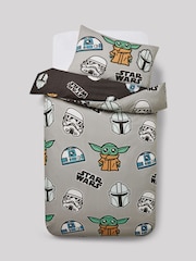 Grey Glow in the Dark Star Wars Grogu 100% Cotton Single Duvet Cover and Pillowcase Set - Image 9 of 11