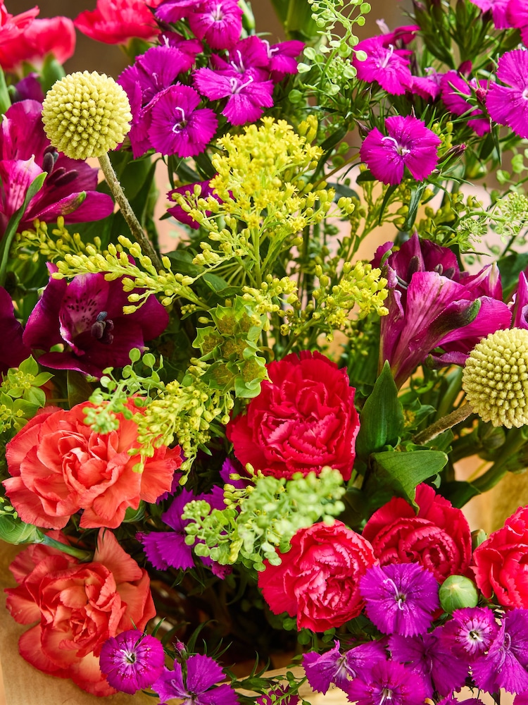 Purple Alstroemeria and Dianthus Posy Arrangement in Glass Jar - Image 2 of 4