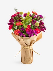 Purple Alstroemeria and Dianthus Posy Arrangement in Glass Jar - Image 3 of 4