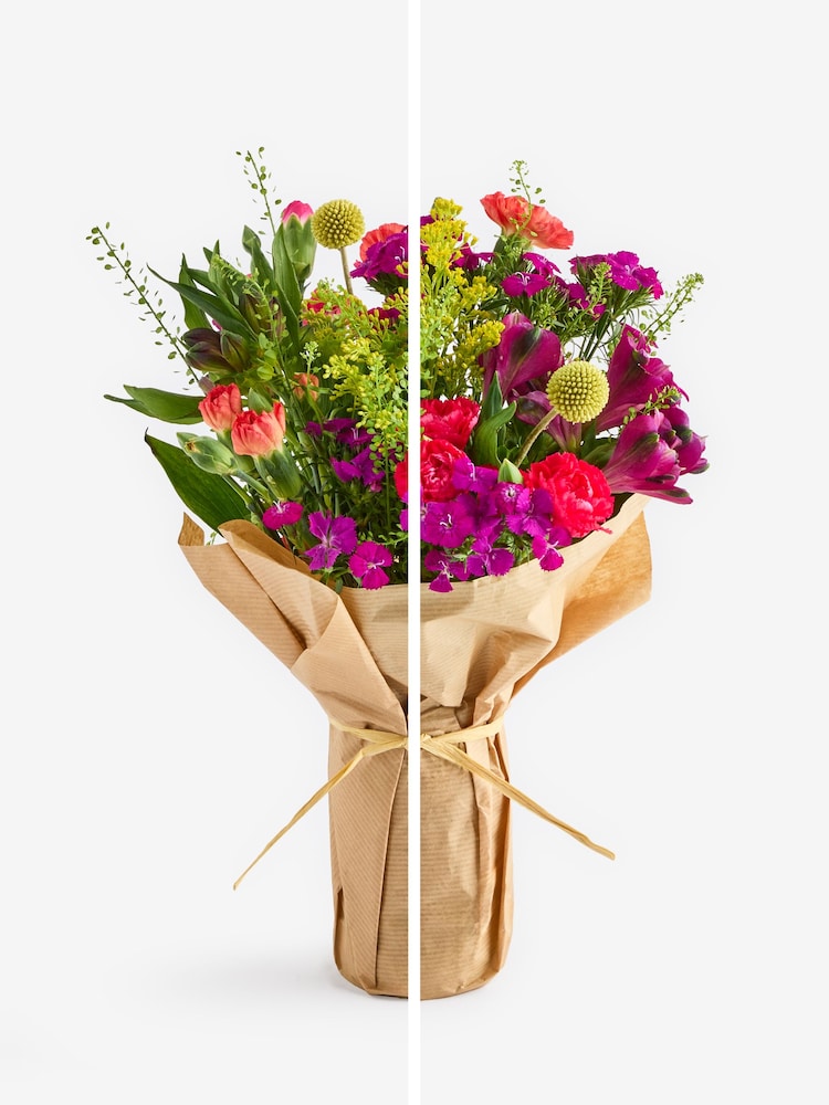 Purple Alstroemeria and Dianthus Posy Arrangement in Glass Jar - Image 4 of 4