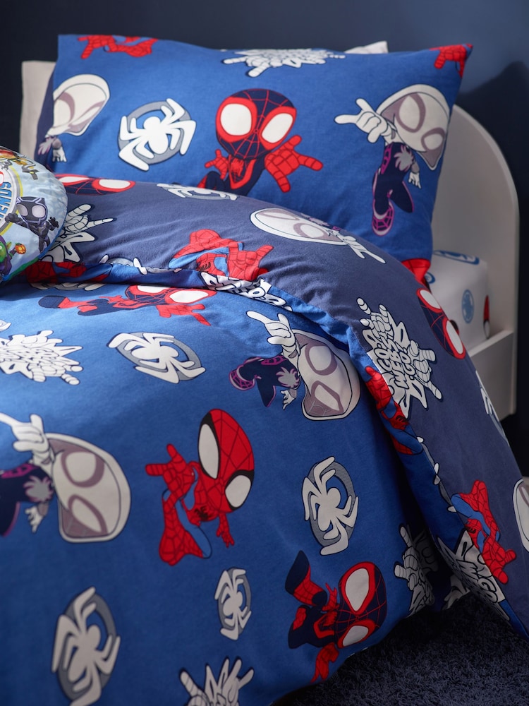 Blue Disney Spidey Supersoft Brushed 100% Cotton Duvet Cover and Pillowcase Set - Image 4 of 8